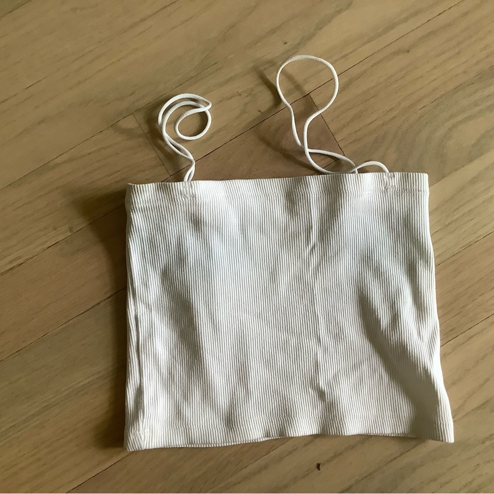Zara White Ribbed Knit Crop Top